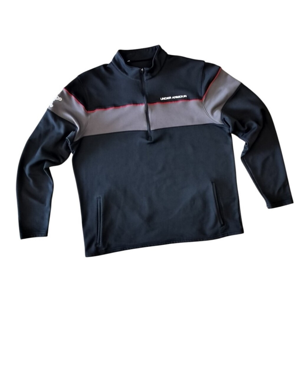 Under Armour 1/4 Zip Pullover Jacket Black Gray Athletic Sweatshirt